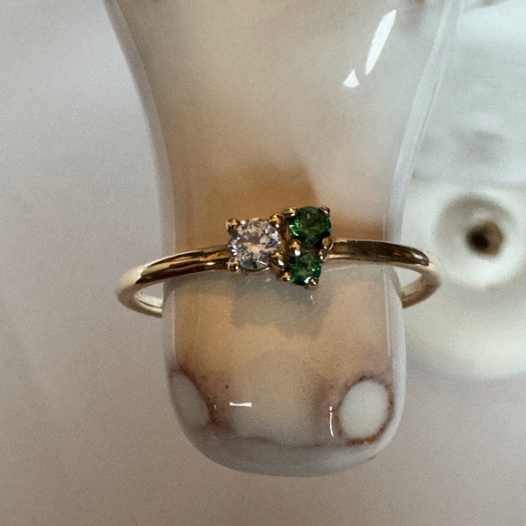 10KYG Aquamarine-Emerald Cluster Ring—NWOT - Picture 8 of 8